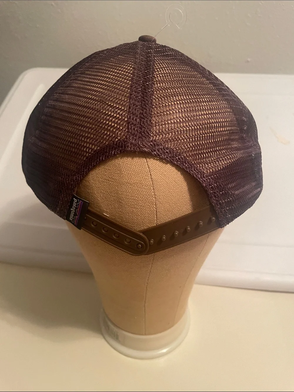 Patagonia Trucker Cap - Cream Front with Brown Bill and Multicolor Logo